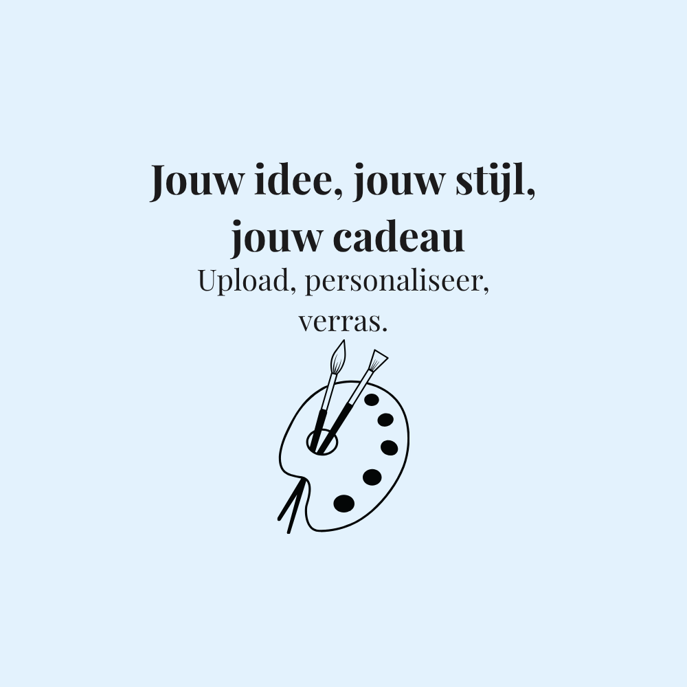 ontwerp je eigen cadeau collectie , een verf palet tegen een licht blauw achtergrond