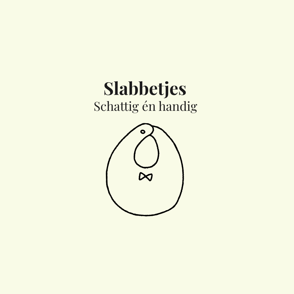 Collectie slabbetjes – illustratie van slab met hartje of kindertekening