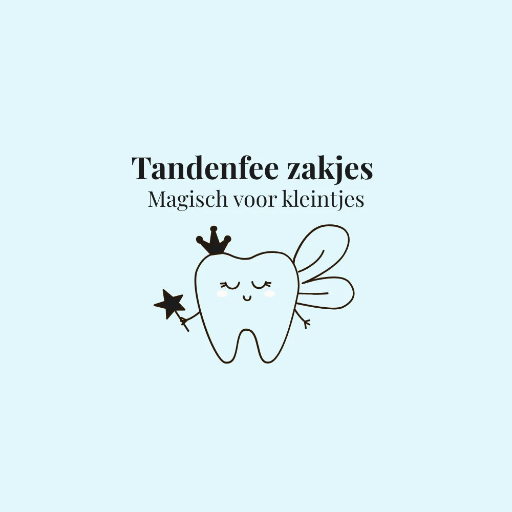 Collectie tandenfee zakjes – zachtblauwe illustratie van tand als fee