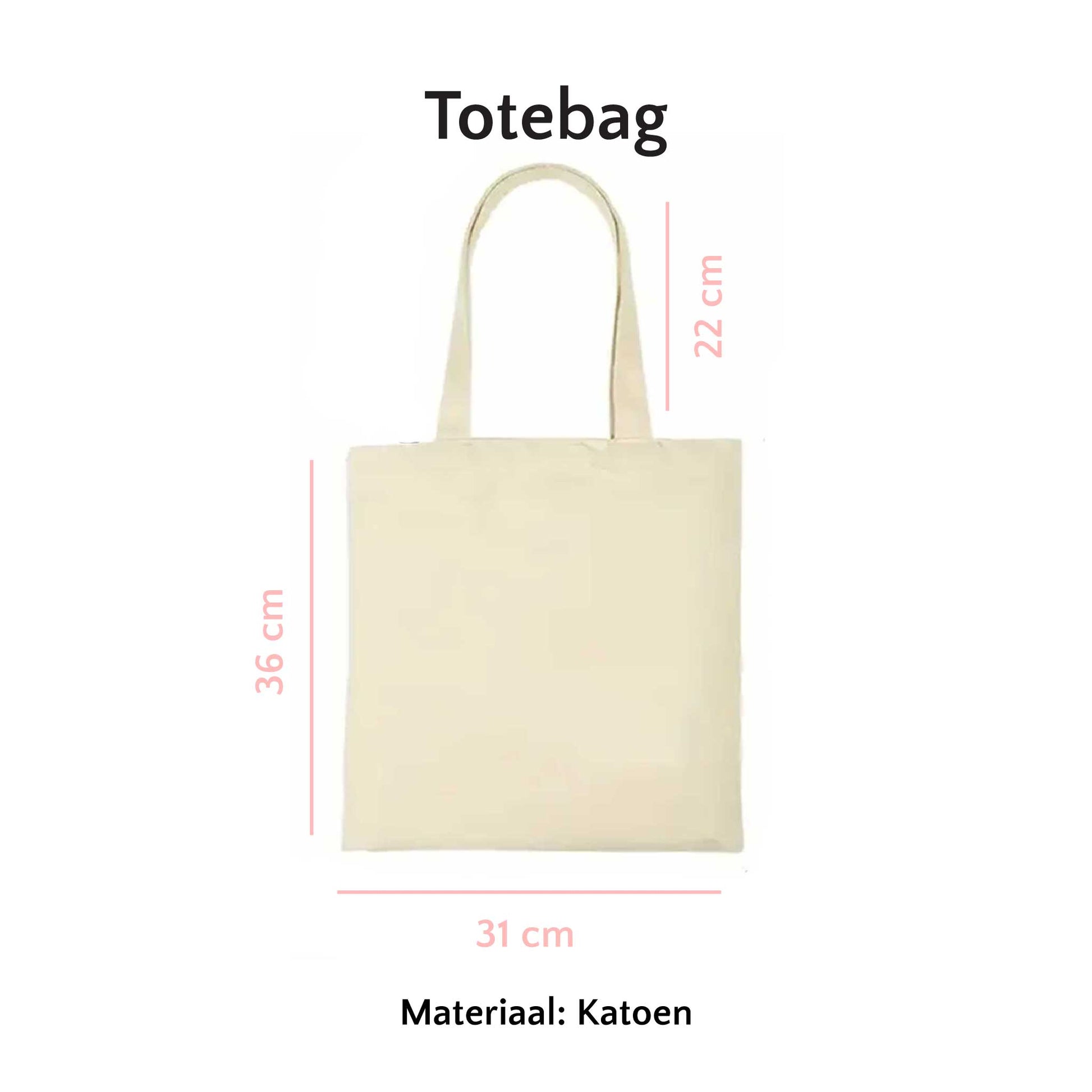 afmetingen en het materiaal van de totebag