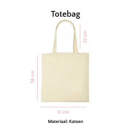 afmetingen en het materiaal van de totebag