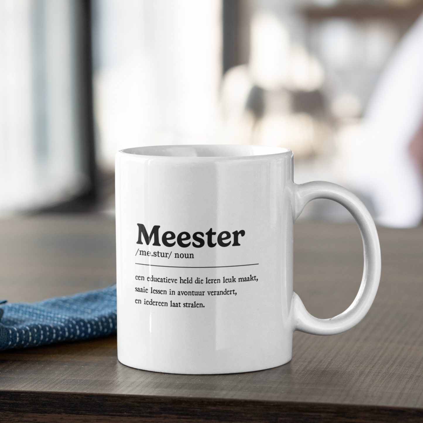 witte keramiek mok voor meester noun