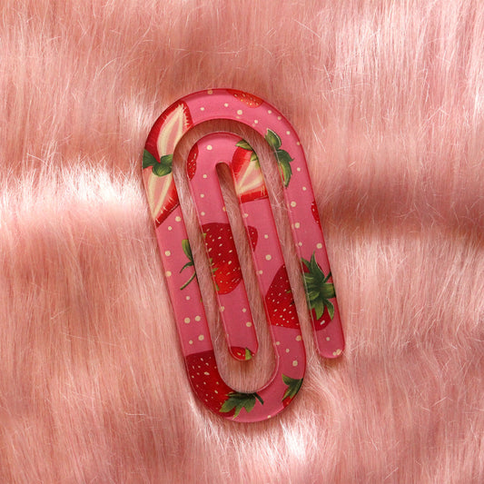 Grote binder clip met kleurrijk aardbeienontwerp, stevige en decoratieve papierklem voor dagelijks gebruik.