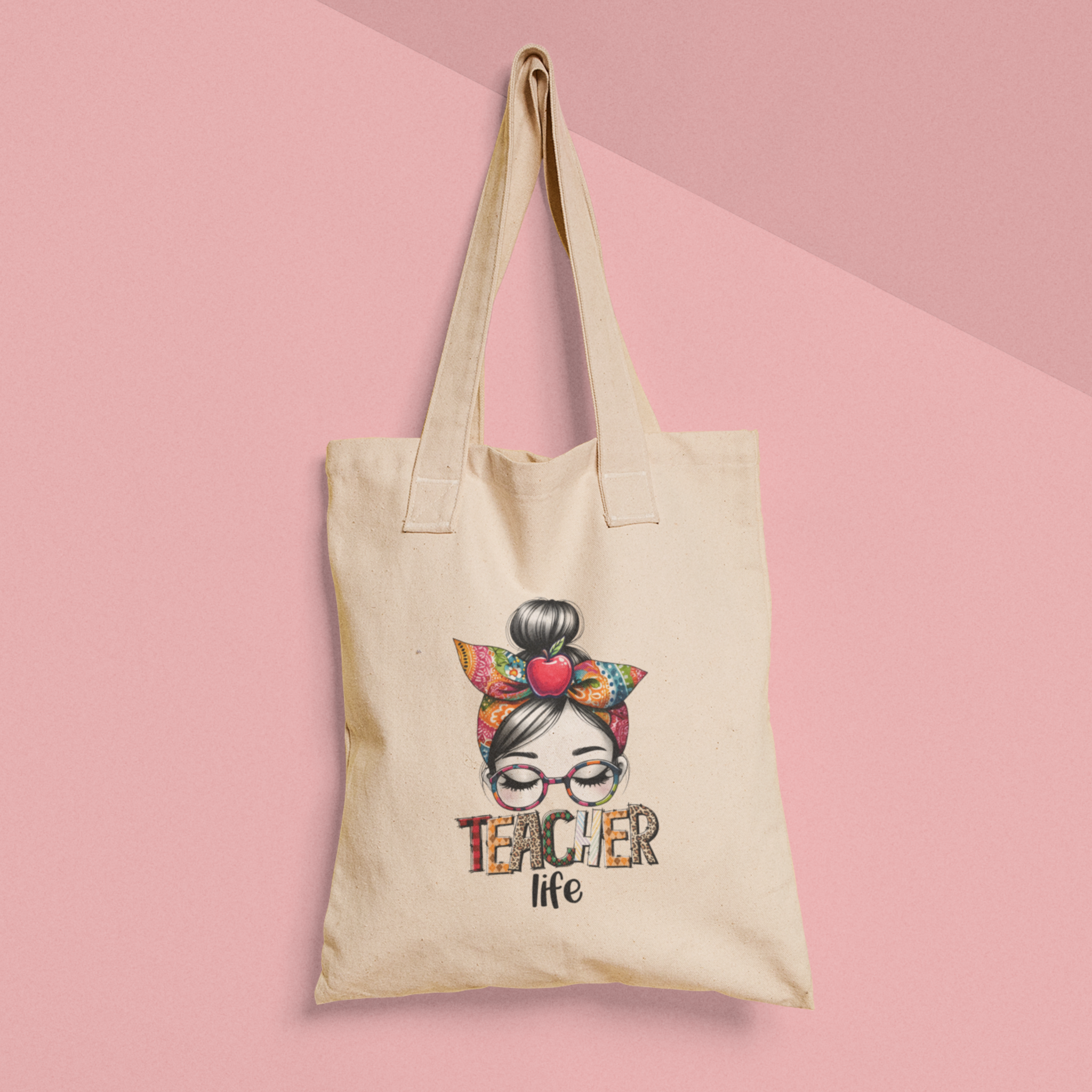 cadeau voor juf einde schooljaar, bedankje. Totebag met teacher life